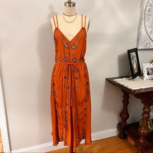 Free People Embroidered Midi Dress
